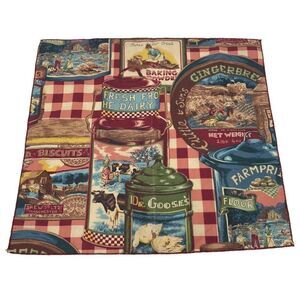 Vintage Bloomcraft Gingham fabric bandana kitchen advertising handkerchief 16x17